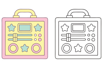 Cute Case with Stars, Circles, and Sliders. Includes a Black and White Line Art