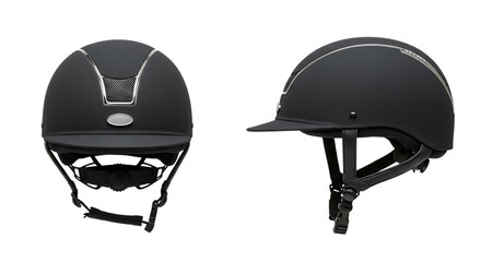 Equestrian Helmet Set on Transparent Background Offers Two Angles