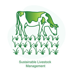 Sustainable Livestock Management Icon – A Cow and Grass Symbolizing Eco-friendly Animal Farming