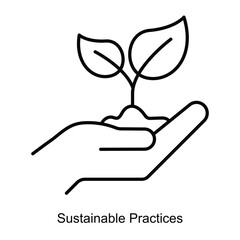 Sustainable Practices Icon – Two Leaves Growing in a Hand to Represent Responsible Agricultural Practices.