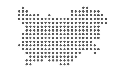 Vector dotted map of Bulgaria isolated on white background, easy to edit.