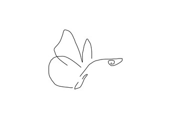minimalistic line art illustration of a butterfly in an abstract style.