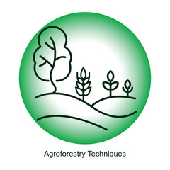 Agroforestry Techniques Icon – A Tree and Crops Together Indicating Combined Practices