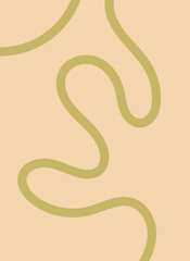 Green curved lines on pastel background. Minimal abstract vector illustration with dynamic shapes and soft organic movement in modern color palette. Artistic design for wallpaper, banner or placard