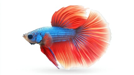 Fototapeta premium Vibrant Aquarium Fish with Stunning Red and Blue Fins Ideal for Nature and Aquatic Themes
