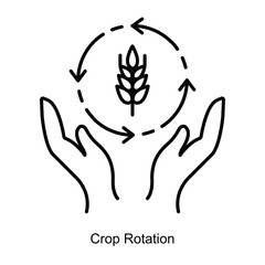 Crop Rotation Icon – A Cycle of Three Crops Representing Rotational Farming