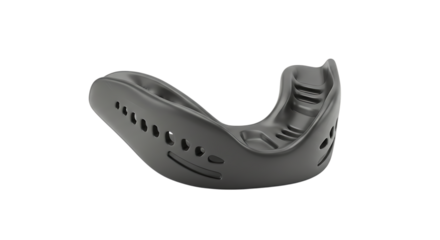 Close up of a gray mouthguard for protection during sport activities