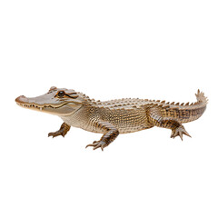 Naklejka premium Pale alligator basking, its textured skin and formidable presence making a distinct impression. Nature's apex predator revealed.