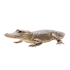 Fototapeta premium Pale alligator basking, its textured skin and formidable presence making a distinct impression. Nature's apex predator revealed.