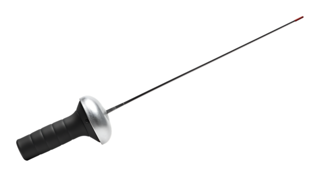Fencing Epee Sword Close-up on Transparent Background for Sport Equipment