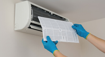Air conditioning filter installation process, home maintenance