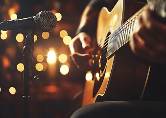Acoustic Guitarist on Stage.