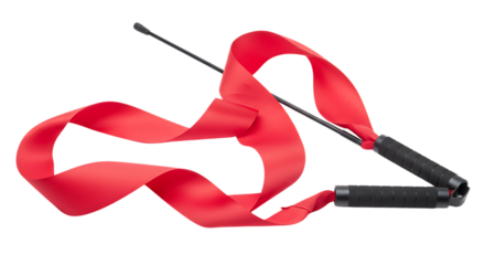 Red Ribbon on a Stick for Rhythmic Gymnastics Training Performance