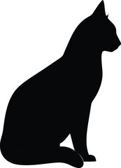 Minimalist Black and White Cat Silhouette Vector