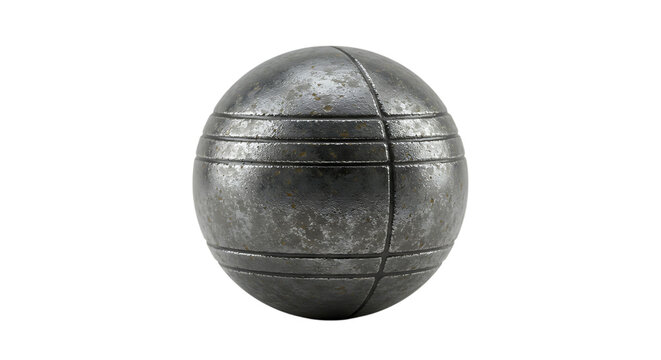 Metallic boules ball close up for traditional game on Transparent Background