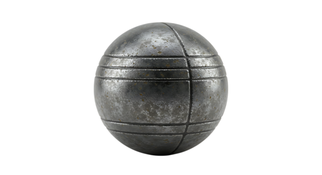 Metallic boules ball close up for traditional game on Transparent Background