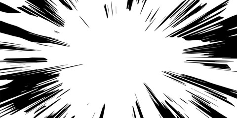 Naklejka premium manga comic motion speed line, zoom and motion effects background isolated on white and black background