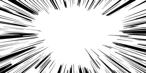 Naklejka premium manga comic motion speed line, zoom and motion effects background isolated on white and black background