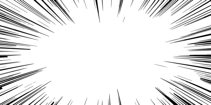 manga comic motion speed line, zoom and motion effects background isolated on white and black background