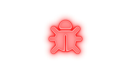 Bug icon yellow color glowing neon on transparent background