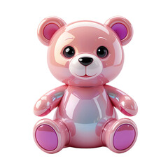 Obraz premium 3D Cute Pink Teddy Bear Toy, Isolated on White Background
