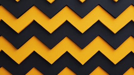 Abstract Black and Yellow Chevron Pattern Texture