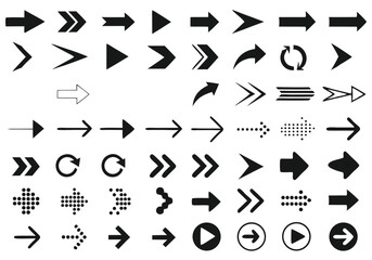Minimalist Black and White Arrow Icons A Versatile Vector Set for Navigation and UI Design. Vector Art illustration