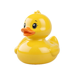 Classic Yellow Rubber Duck Toy, Isolated on White Background