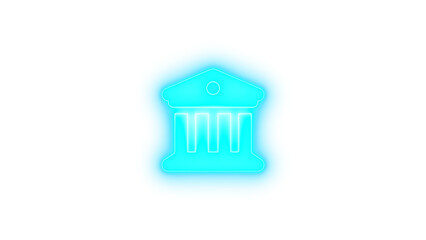 Building columns icon glowing neon on transparent background