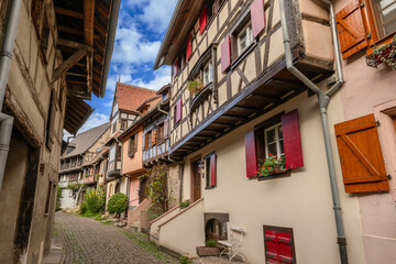 Eguisheim is a medieval village in France’s Alsace wine region, France
