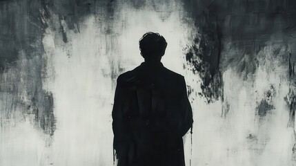 Lone Figure in Dark with Abstract World.