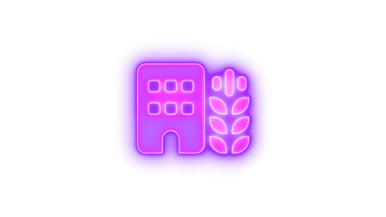 Building wheat icon glowing neon on transparent background