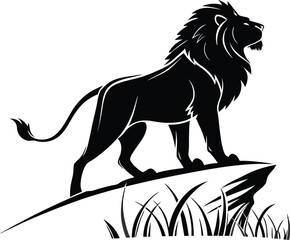 Majestic Lion Silhouette &ndash; Black and White Profile Design
