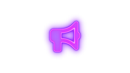 Bullhorn icon glowing neon on transparent background