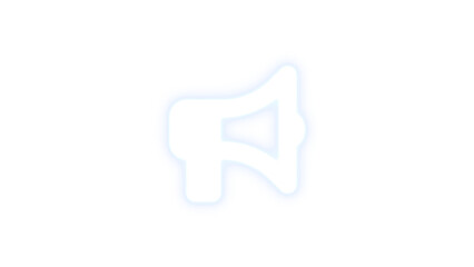 Bullhorn icon glowing neon on transparent background