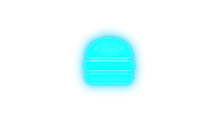 Burger icon glowing neon on transparent background