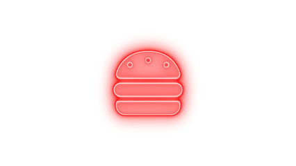 Burger icon glowing neon on transparent background