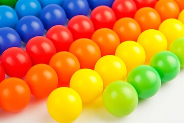 background of Colorful rainbow matte soft balls in different sizes on a white background
