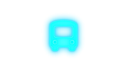 Bus simple icon glowing neon on transparent background
