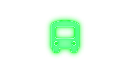 Bus simple icon glowing neon on transparent background