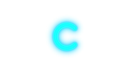 C icon glowing neon on transparent background