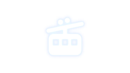 Cable car icon glowing neon on transparent background