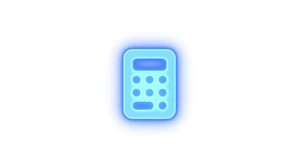 Calculator icon glowing neon on transparent background