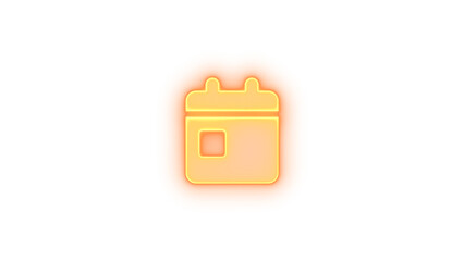 Calendar day icon glowing neon on transparent background
