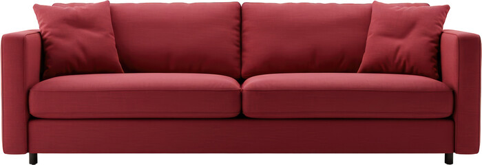Stylish Red Sofa with Pillows Modern Living Room Furniture Interior Design