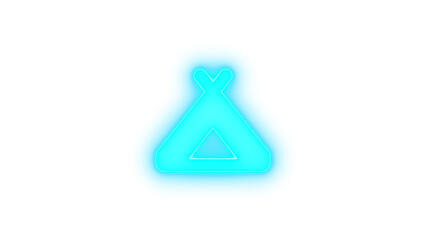 Campground icon glowing neon on transparent background