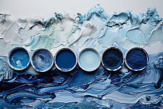 monochrome palette from navy to pale sky blue, ocean inspired