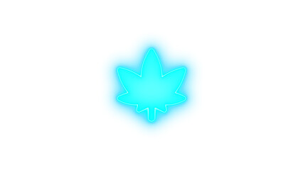 Cannabis icon glowing neon on transparent background