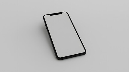 Smartphone Display: Modern smartphone with a blank, bright screen, angled slightly to showcase its sleek design and user-friendly interface, representing the forefront of technology and communication.