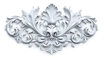 Classic floral ornamental relief with scrolls and leaves in white picture